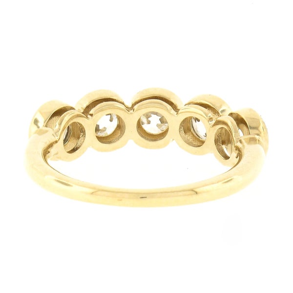 NEW 18k Gold 1.94ctw Milgrain Bezel European Diamond 5 Stone Wedding Band Ring Carousel 9