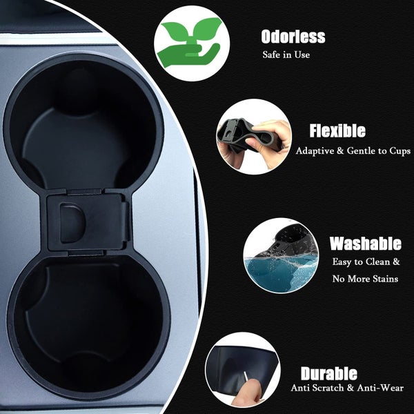 Tesla Model 3/Y Cup Holder Stabilizer with Mini Trash Can Storage Box Carousel 5