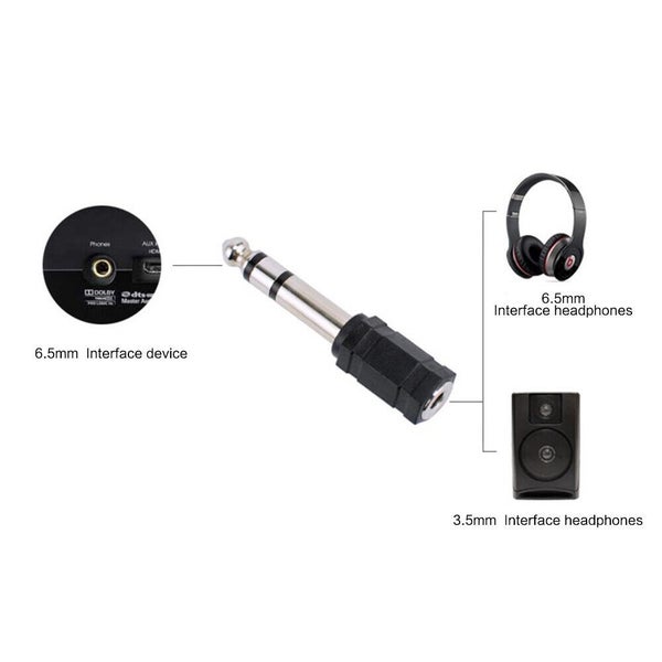 6.5mm Male to 3.5mm Female Audio Converter Plug Stereo Adapter Carousel 1