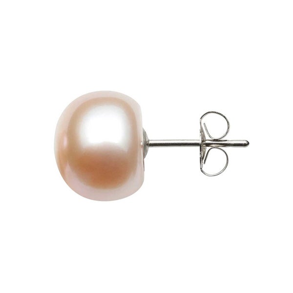 925 Sterling Silver Button Pearl Stud earrings 8.5mm "Treena" (Peach) Carousel 1