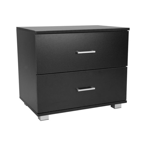 Sarantino Bedside Table with Drawers MDF Wood - Black Carousel 1