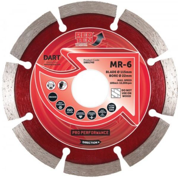 DART Red Ten PRO MR-6 Mortar Rake 125Dmm x 22B x 6mm Carousel 1