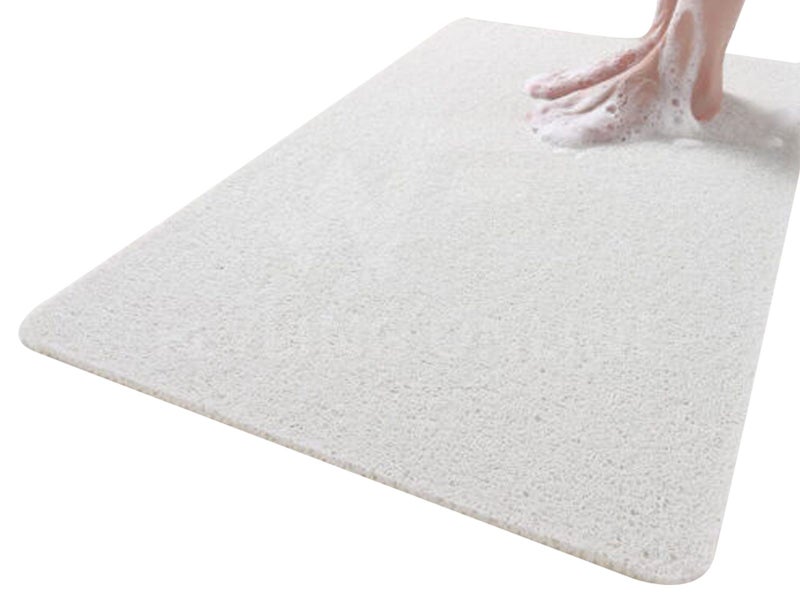44x75cm Anti Slip Shower Mat PVC Loofah Bathtub Mat Quick Dry Bath Mat White Carousel 1