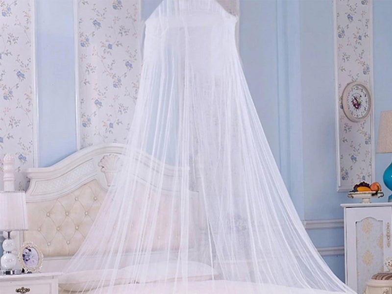 2X Dome Hanging Bed Canopy Mosquito Net Fit for Single Size Bed White and Pink Carousel 1