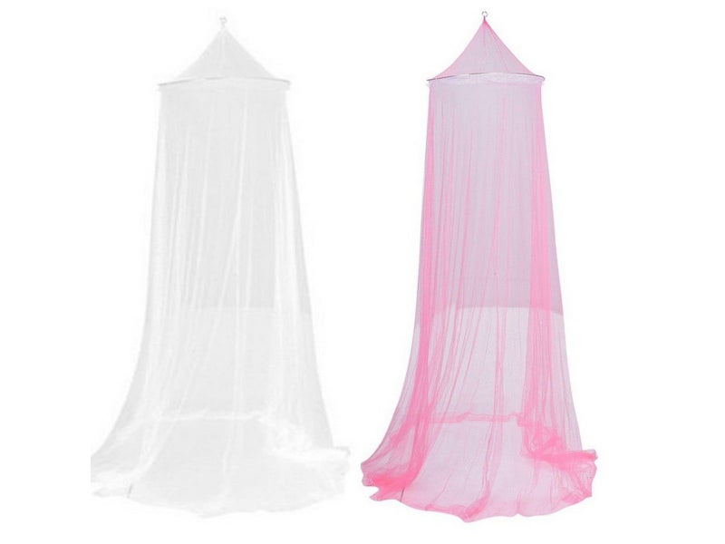 2X Dome Hanging Bed Canopy Mosquito Net Fit for Single Size Bed White and Pink Carousel 2