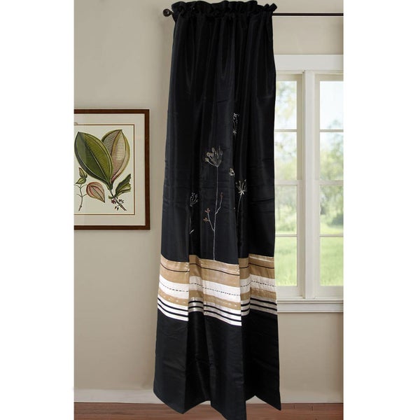 Pair of Embroidered Rod Pocket Curtains 150 x 213cm each Carousel 1