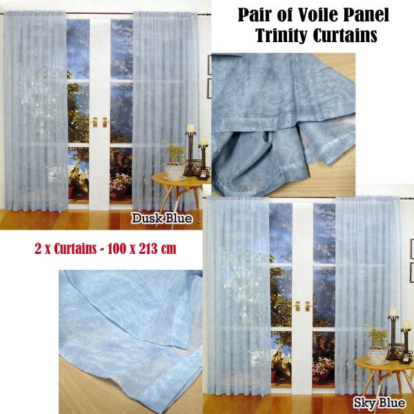 Pair of Voile Panel Trinity Unlined Curtains 100 x 213cm each Carousel 3