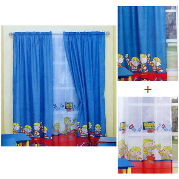 Licensed Bob the Builder Curtain Set with Matching Sheer Curtains Carousel 1