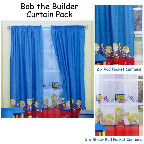 Licensed Bob the Builder Curtain Set with Matching Sheer Curtains Carousel 2