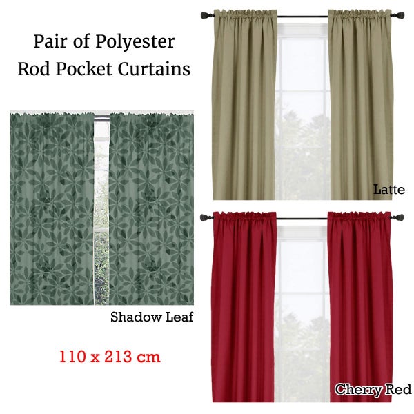 Pair of Polyester Rod Pocket Unlined Curtains 110 x 213 cm each Carousel 2