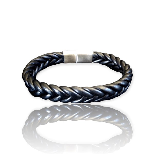 Mens Genuine Leather Unisex Bracelet 'twist weave' made in NZ Carousel 2