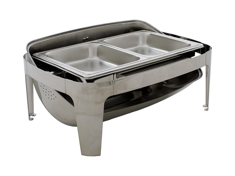 8L Chafing Dish 2x 1/2GN Food Warmer | Commercial 201 Stainless Steel Bain Marie Carousel 2