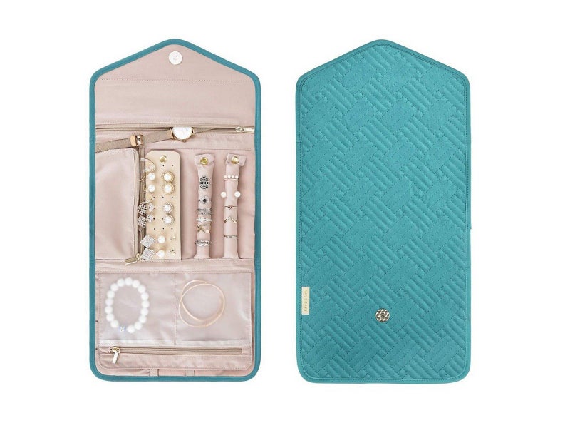 Foldable Jewelry Storage Bag Jewellery Pouch for Journey Organiser Travel Blue Carousel 1
