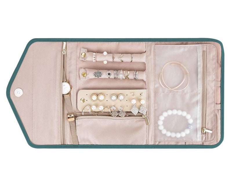 Foldable Jewelry Storage Bag Jewellery Pouch for Journey Organiser Travel Blue Carousel 3