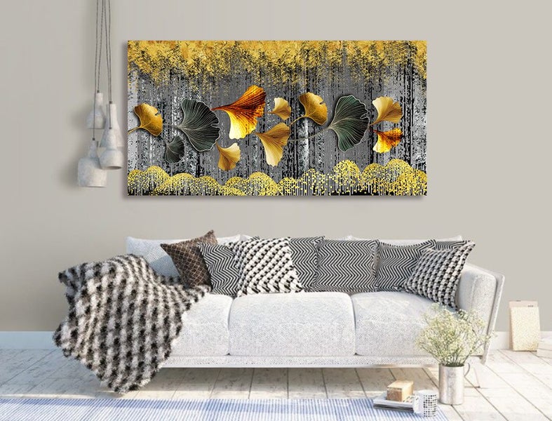 ON SALE FREE SHIPPING - 1 Piece Large Canvas Print - Ginkgo Leaves (3D Style) Carousel 2