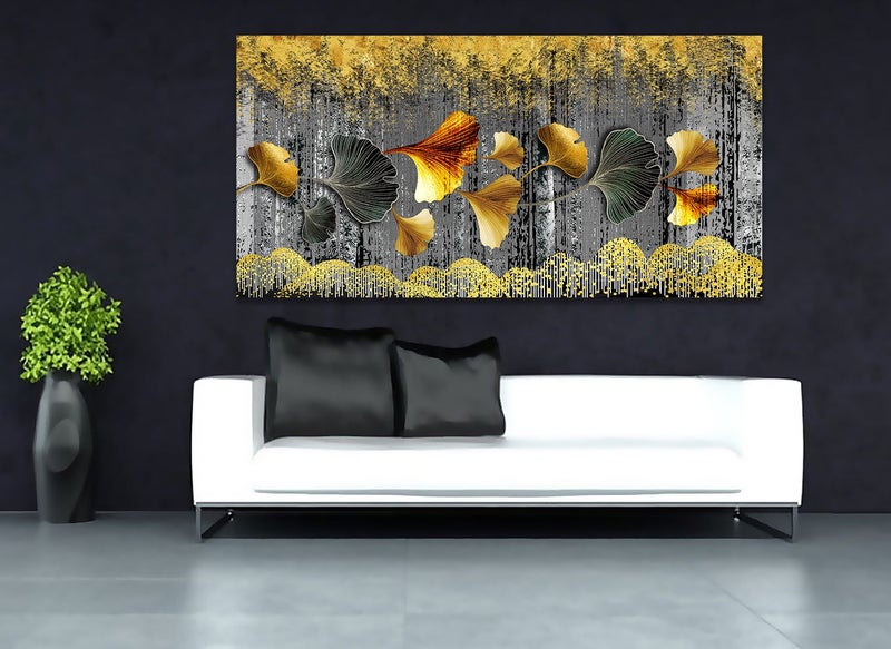 ON SALE FREE SHIPPING - 1 Piece Large Canvas Print - Ginkgo Leaves (3D Style) Carousel 5
