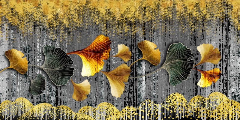 ON SALE FREE SHIPPING - 1 Piece Large Canvas Print - Ginkgo Leaves (3D Style) Carousel 1