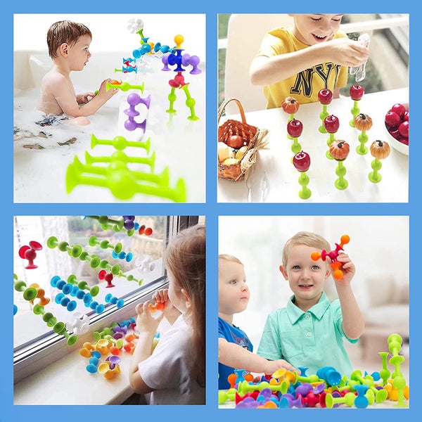 48 Piece Suction Cup Toys Construction Set for Toddlers 3 Year Old Boys Girls Carousel 2