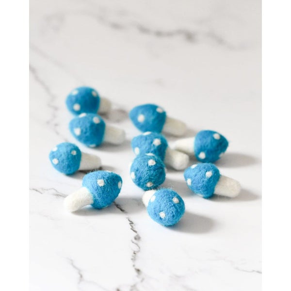 Tara Treasures Felt Mushrooms Set of 10 Blue Carousel 1