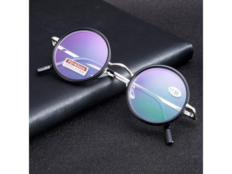 Chashma Vintage Round Metal Reading Glasses Black Anti-Reflective For Men Women Carousel 1
