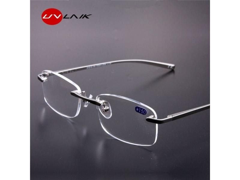 Mens Womens Aluminum Metal Rimless Clear Mirror Goggles Business Frameless Carousel 1
