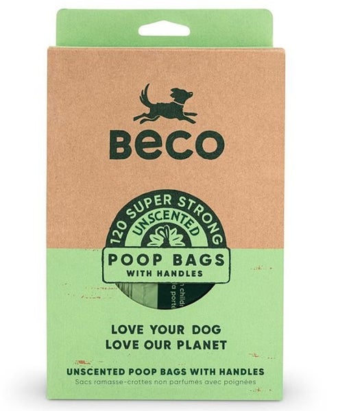 BECO DOG POO BAGS UNSCENTED with HANDLE 120 BAGS Carousel 1