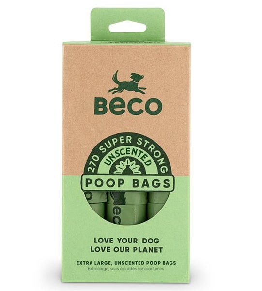 BECO DOG POO BAGS UNSCENTED 270 PACK (18 ROLLS X 15 BAGS). Carousel 1