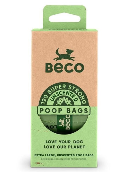 BECO DOG POO BAGS UNSCENTED 120 PACK (8 ROLLS X 15 BAGS). Carousel 1