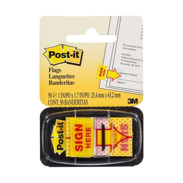Post-it Flags 680-9 Singles Sign Here 25x43mm Carousel 1