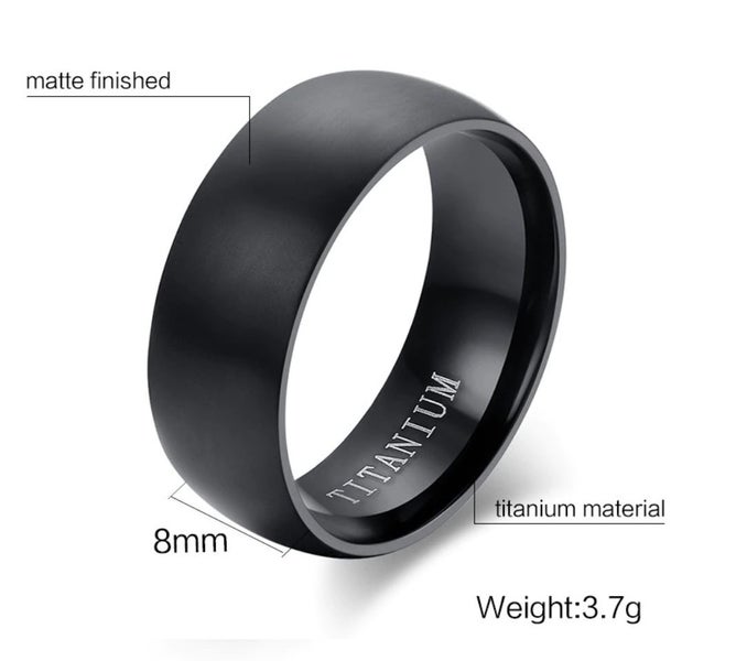 Men's Ring - Matte Black, Titanium Ring Size 9, 10, 11, 12 or 13 Carousel 3