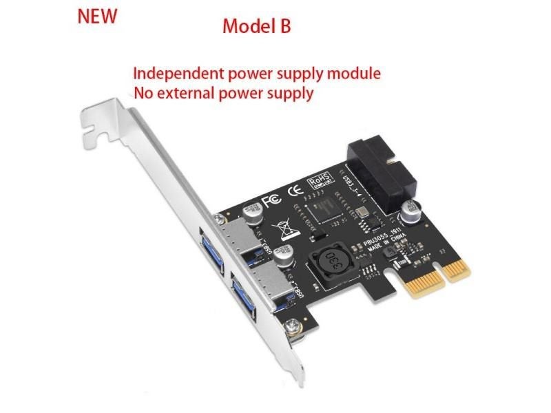 USB 3.0 PCI-E Expansion Card Adapter 2 Port USB3.0 Hub Internal 19pin 19 Pin Carousel 1