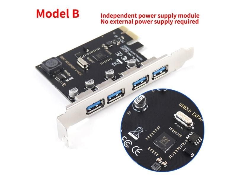 4 Port USB 3.0 PCI-E Expansion Card PCI Express PCIe USB 3.0 HUB Adapter 4-Port Carousel 1