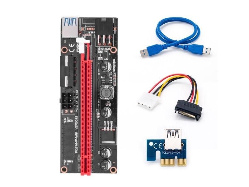6Pcs USB 3.0 PCI-E Riser Card Ver009S With 1X 4X 8X 16X Extender Sata 15Pin To Carousel 1