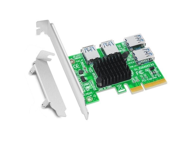 PCI Express Riser Card 1 To 4 16X PCIe Riser PCI-E 4X To 4 USB 3.0 Adapter Port Carousel 1