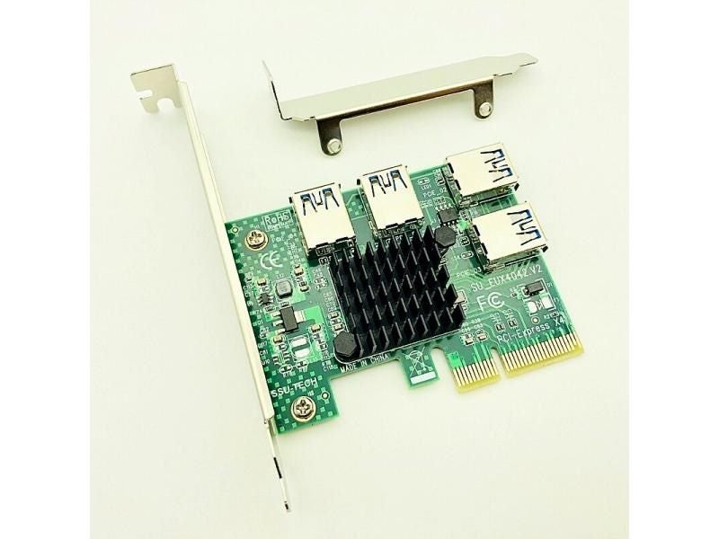 PCI Express Riser Card 1 To 4 16X To 4 USB 3.0 For BTC Miner Carousel 1