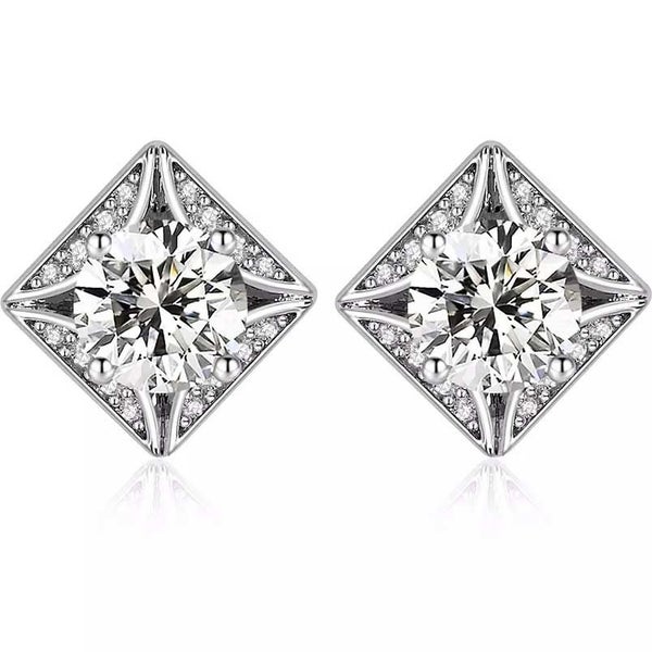 Silver Moissanite Stud Earrings "Andrea" Carousel 1