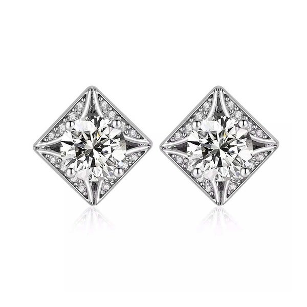 Silver Moissanite Stud Earrings "Andrea" Carousel 6
