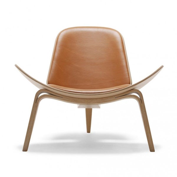 CH07 Shell chair ( WALNUT + Tan leather) PREMIUM LEATHER Carousel 1