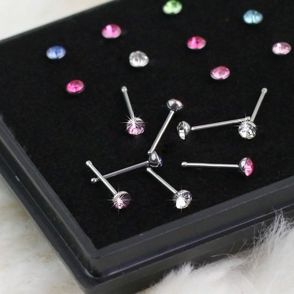 60pcs Stainless Steel Nose Stud Mixed Rainbow Colours Boxset Carousel 1