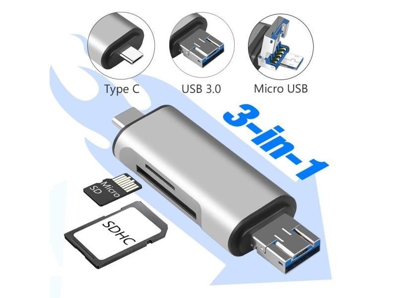 Type C Micro USB USB 3.0 In 1 OTG Card Reader High-speed USB3.0 Memory Card Carousel 2