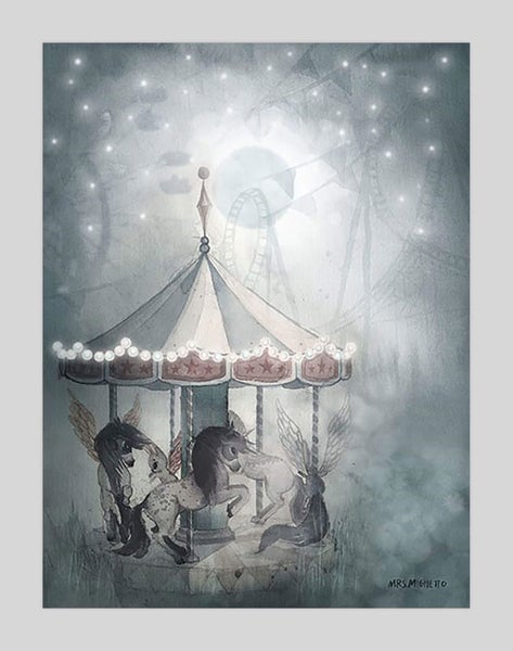Carousel by Mrs Mighetto Art Print - 18cm x 24cm Carousel 1