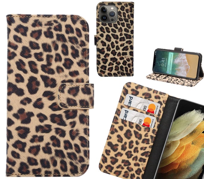 iPhone 13 Pro Max Case Leopard Leather Flip Wallet Case Carousel 1
