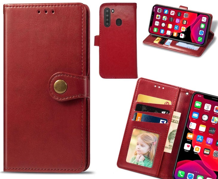 Samsung Galaxy A21 Case Premium Leather ID Wallet Case Carousel 1