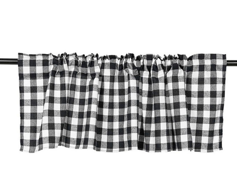 Black 106x45cm Plaid Window Treatment Decor Curtain Carousel 2