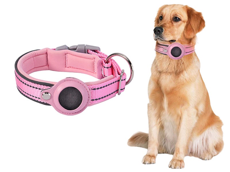 Protective Case Pet Collar Cat Collar Dog Collar for AirTag Pink L Carousel 1