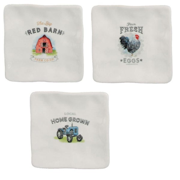 Lang Kitchen Dining Farmhouse Set of 3 Trinket Small Plates Carousel 1
