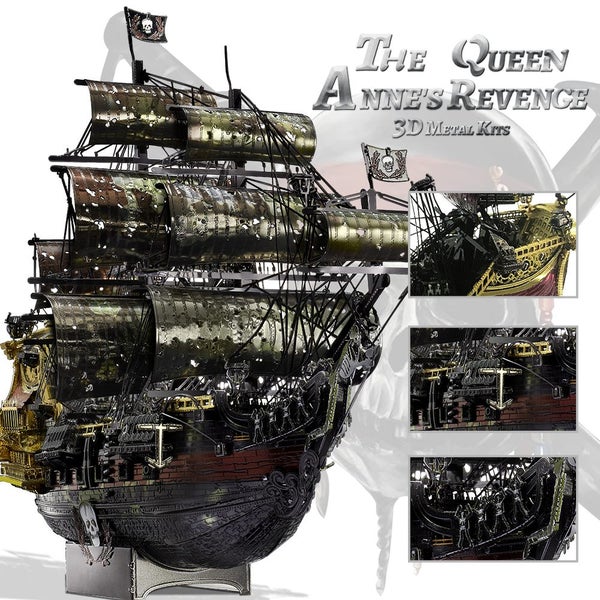 The Queen Anne's Revenge Jigsaw Pirate Ship DIY Model Building Kits Toys-2211072 Carousel 8