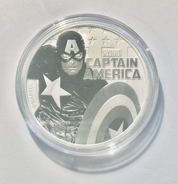 2019 1 oz Tuvalu Marvel Series Captain America .9999 Silver Coin BU Carousel 1
