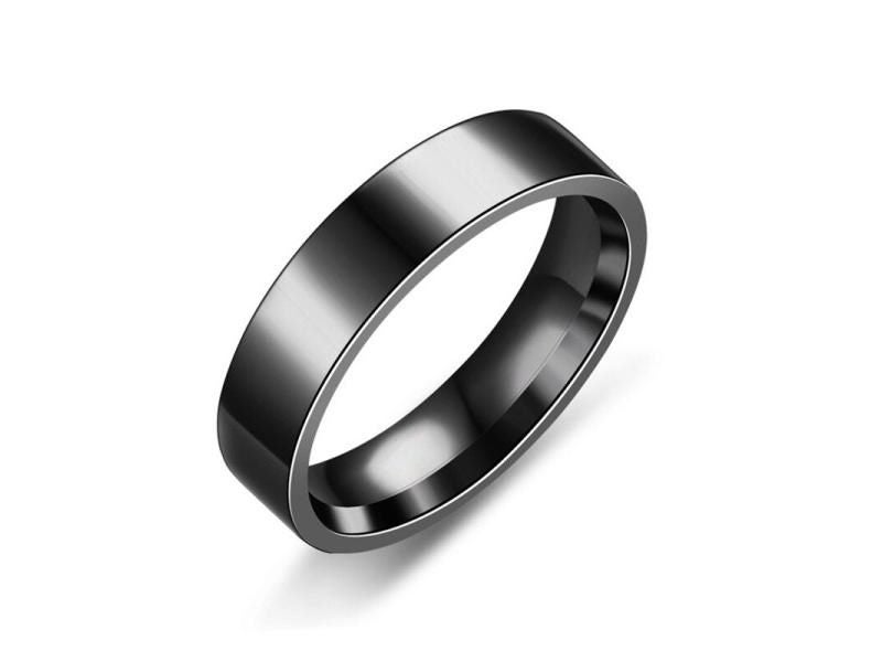 Stainless Steel Black Rings For Women Men Jewelry Width 6mm Carousel 1