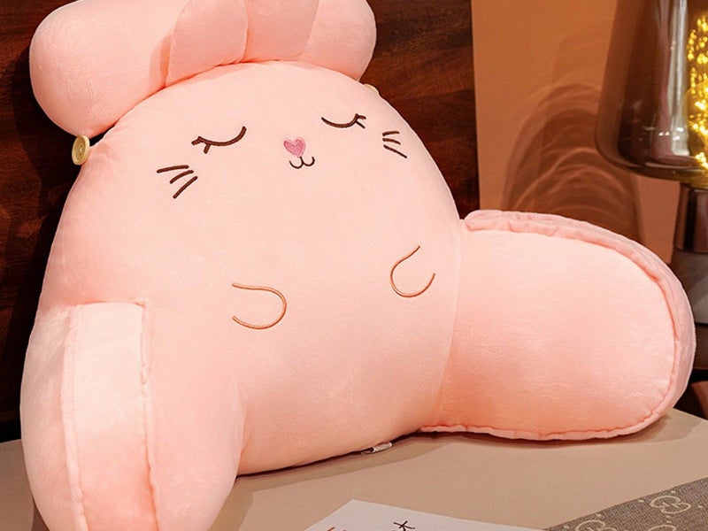 Backrest Reading Rest Pillow Neck Pillow Back Support Chair with Arms Pink Carousel 1